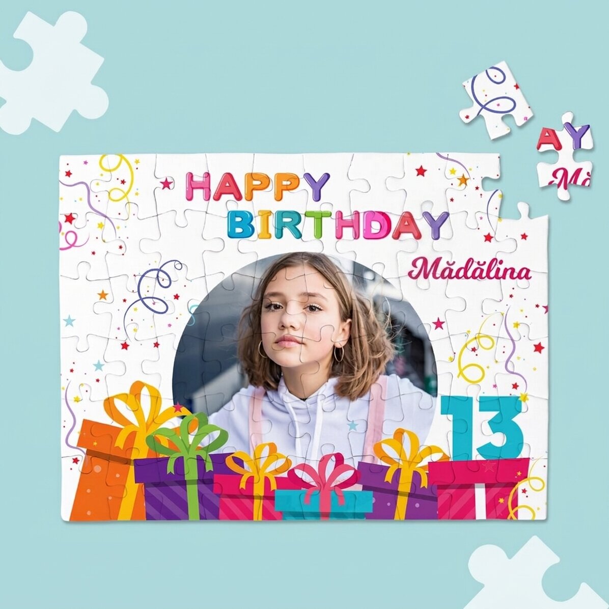 Personalised puzzle with a photo and message - Happy Birthday