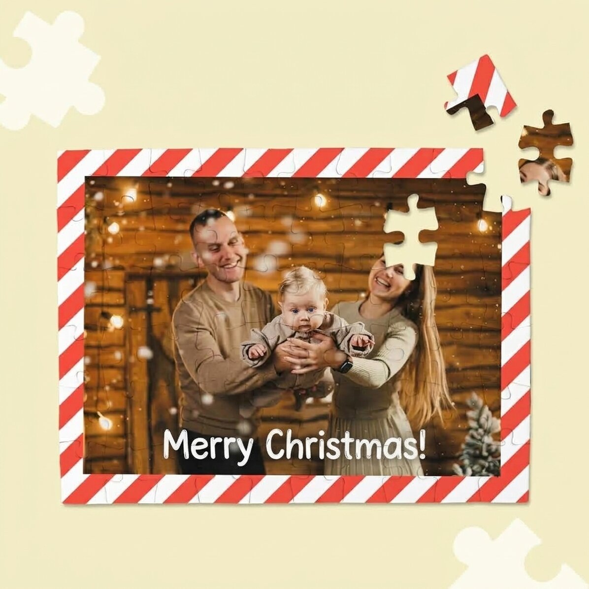 Personalised puzzle with a photo and text - Merry Christmas