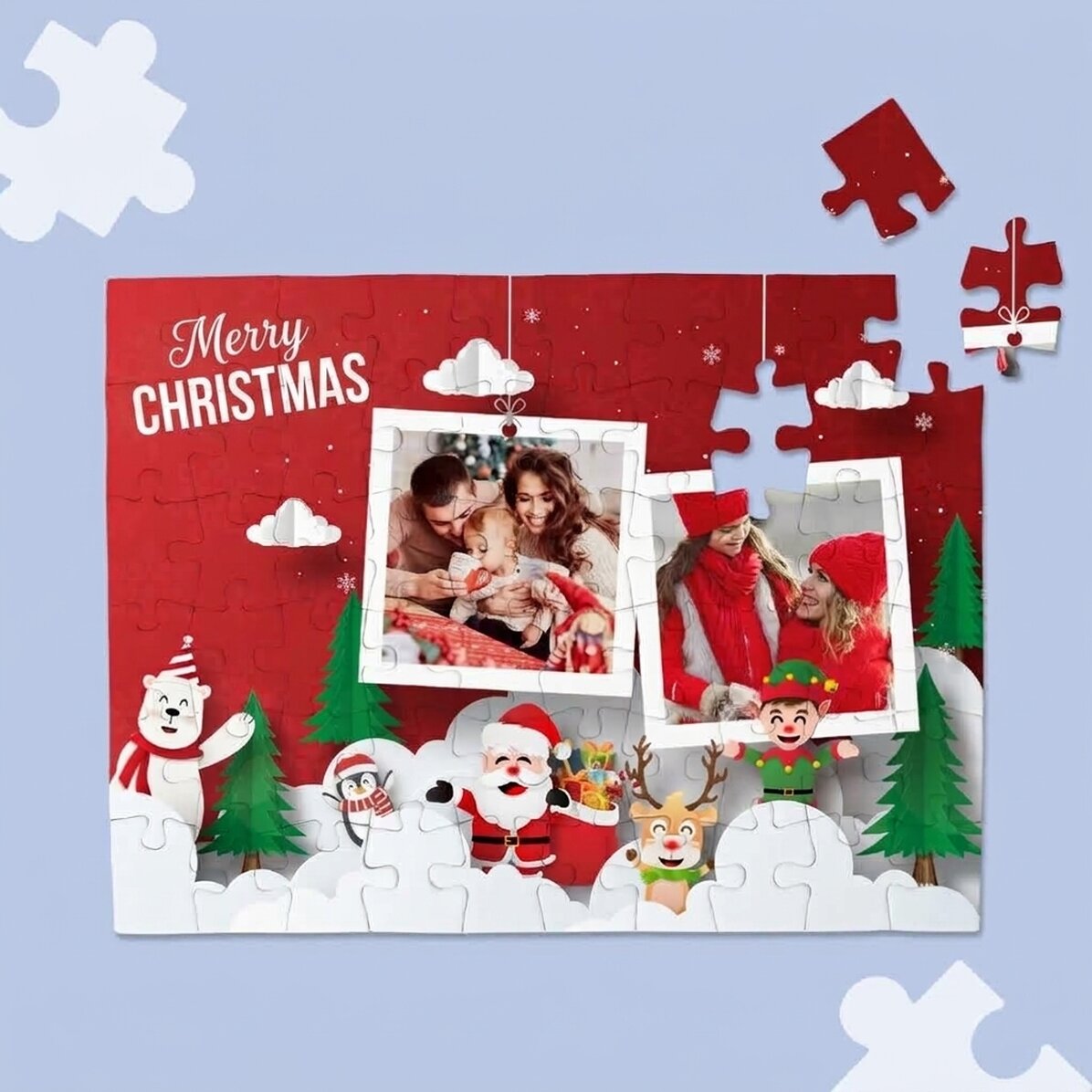 Personalised puzzle with 2 photos - Merry Christmas