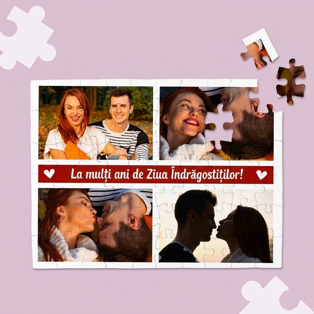 Personalised puzzle with 4 photos and text - Moments