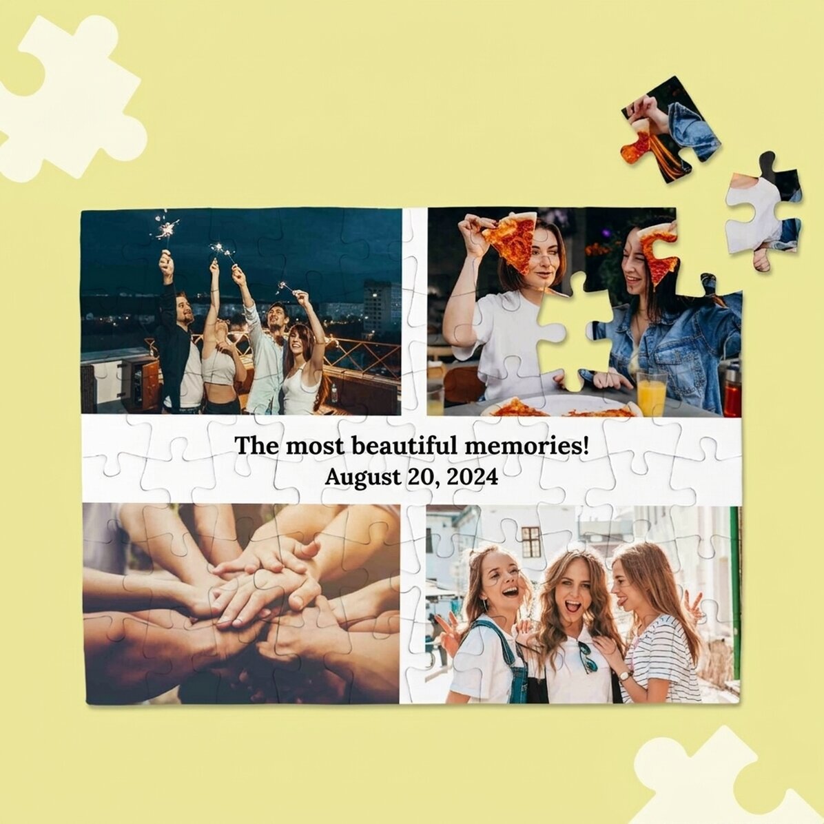 Personalised puzzle with 4 photos and text - The most beautiful memories