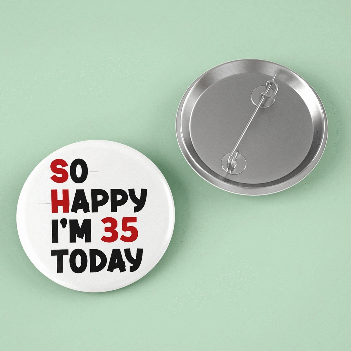Personalised badge with text - So happy