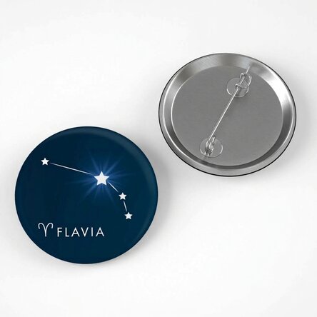 Personalised badge with name - Aries zodiac sign