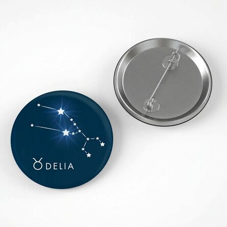 Personalised badge with name - Taurus zodiac sign