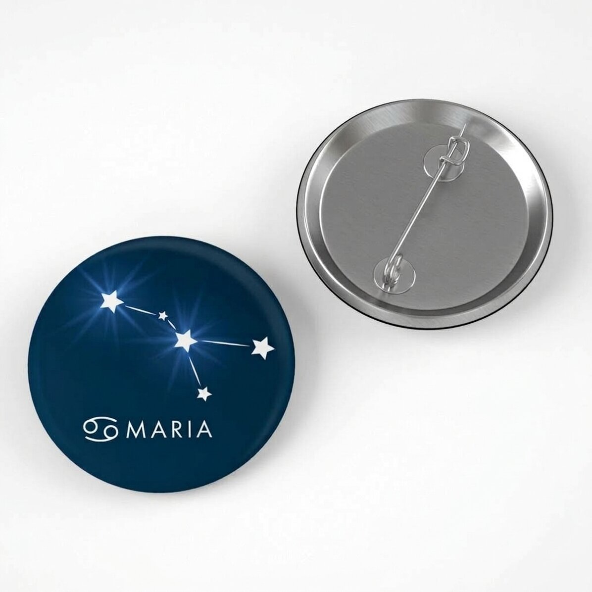 Personalised badge with name - Cancer zodiac sign