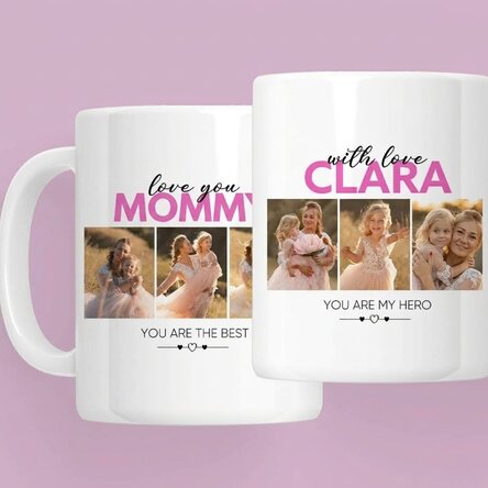 Personalised mug with 6 photos and text - With love