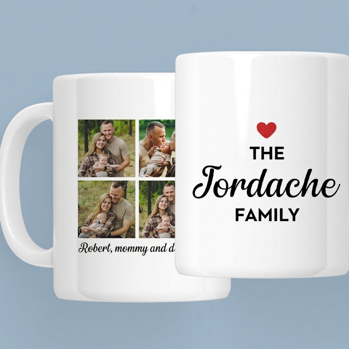 Personalised mug with 4 photos and text - Family