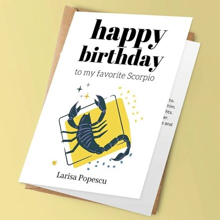 Personalised greeting card with text - Scorpio zodiac sign
