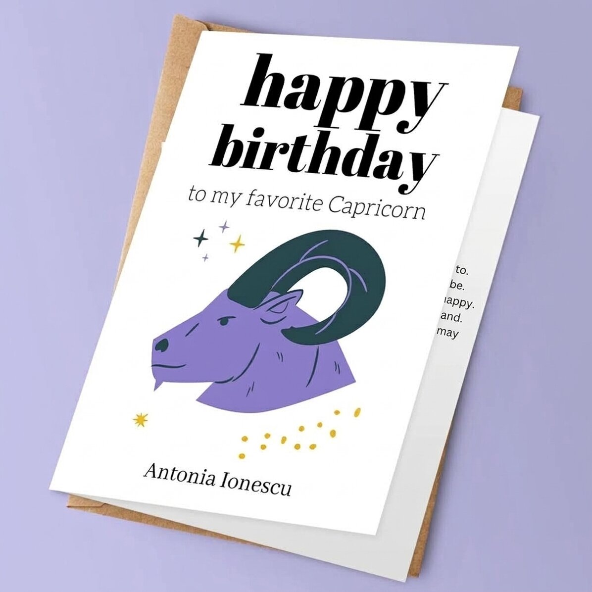 Personalised greeting card with text - Capricorn zodiac sign