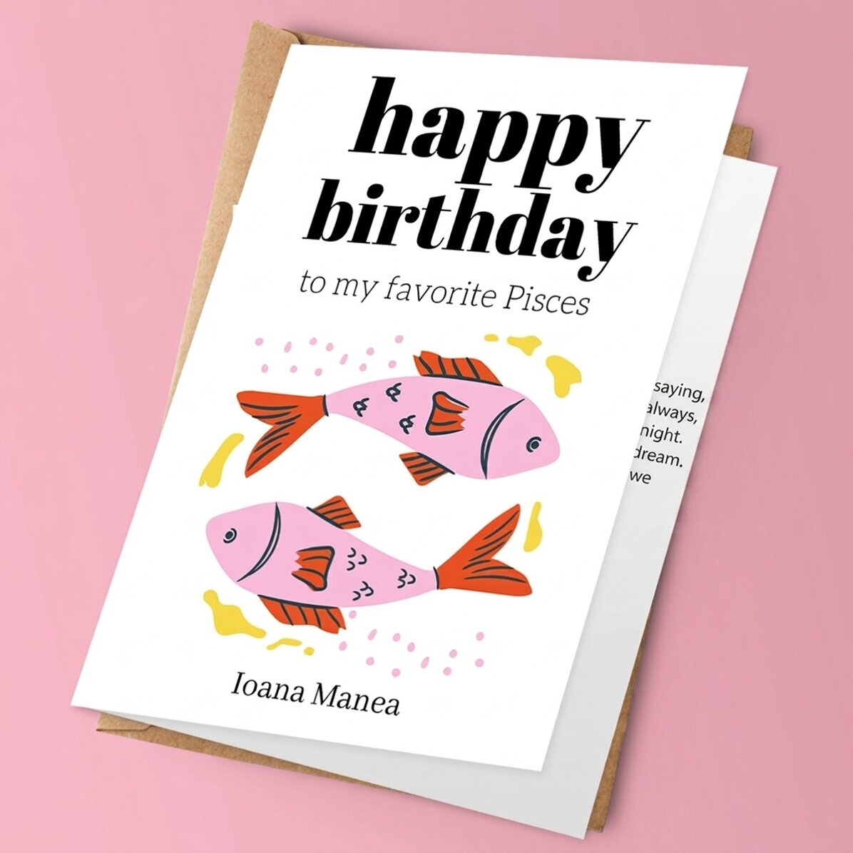 Personalised greeting card with text - Pisces