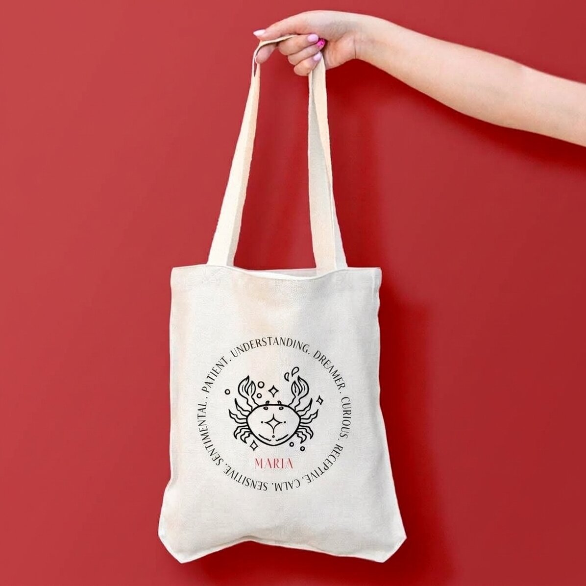 Personalised bag with text - Cancer zodiac sign
