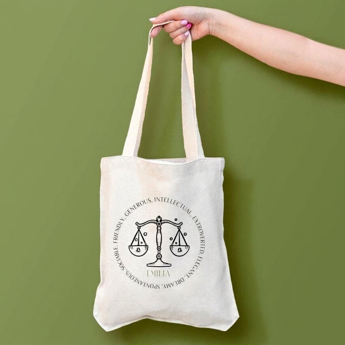 Personalised bag with text - Libra zodiac sign