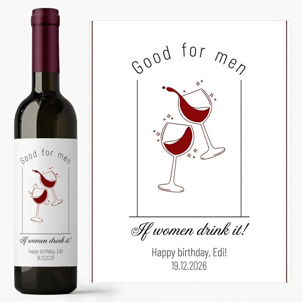 Personalised wine with text - Good for men