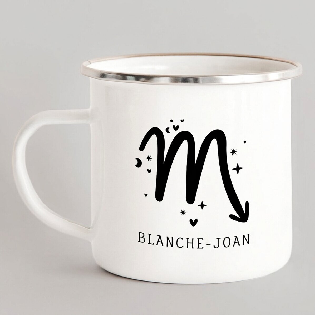 Personalised enamel metal mug with message - Scorpio zodiac sign