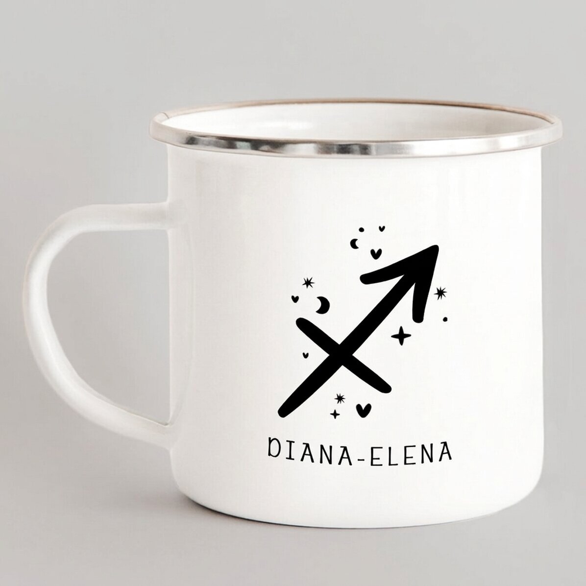 Personalised enamel metal mug with message - Sagittarius