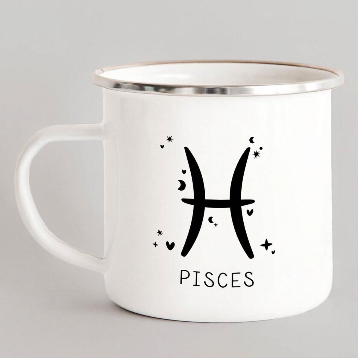 Personalised enamel metal mug with message - Pisces