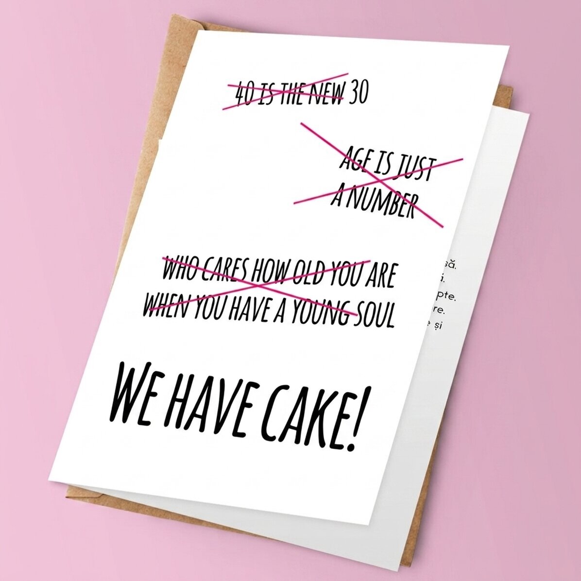 Personalised greeting card with text - WE HAVE CAKE!