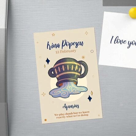 Personalised 10x15 cm magnet with text - Aquarius zodiac sign