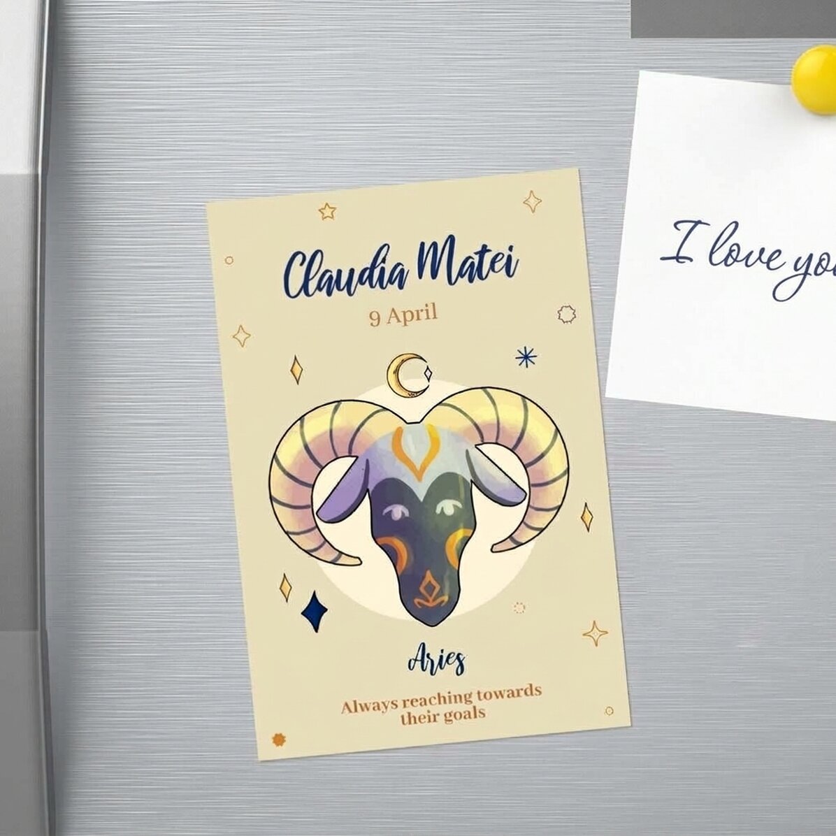 10x15 cm magnet personalised with text - Aries zodiac sign