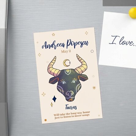 10x15 cm magnet personalised with text - Taurus zodiac sign