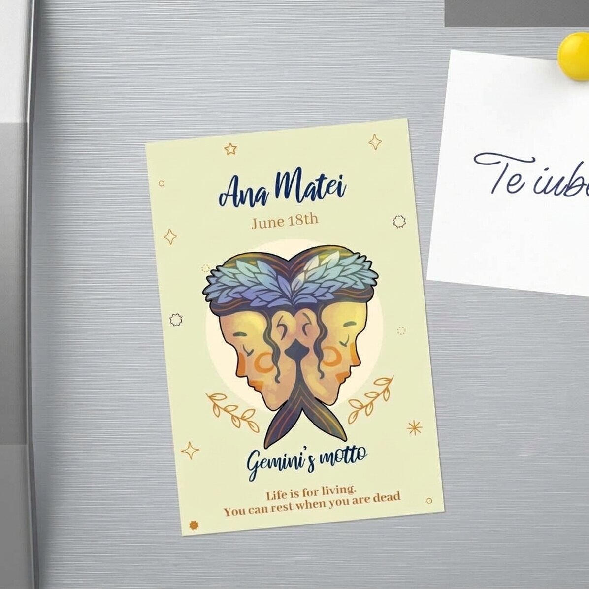 10x15 cm magnet personalised with text - Gemini zodiac sign
