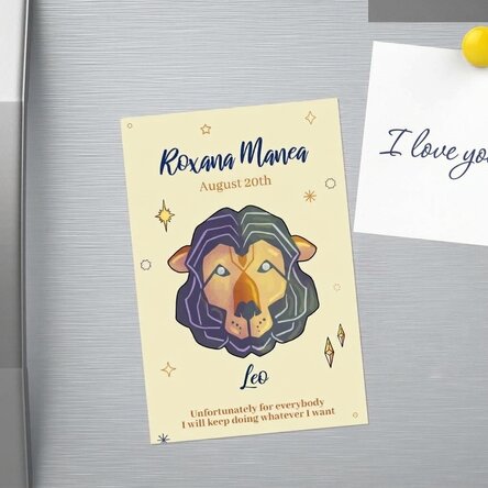 10x15 cm magnet personalised with text - Leo zodiac sign