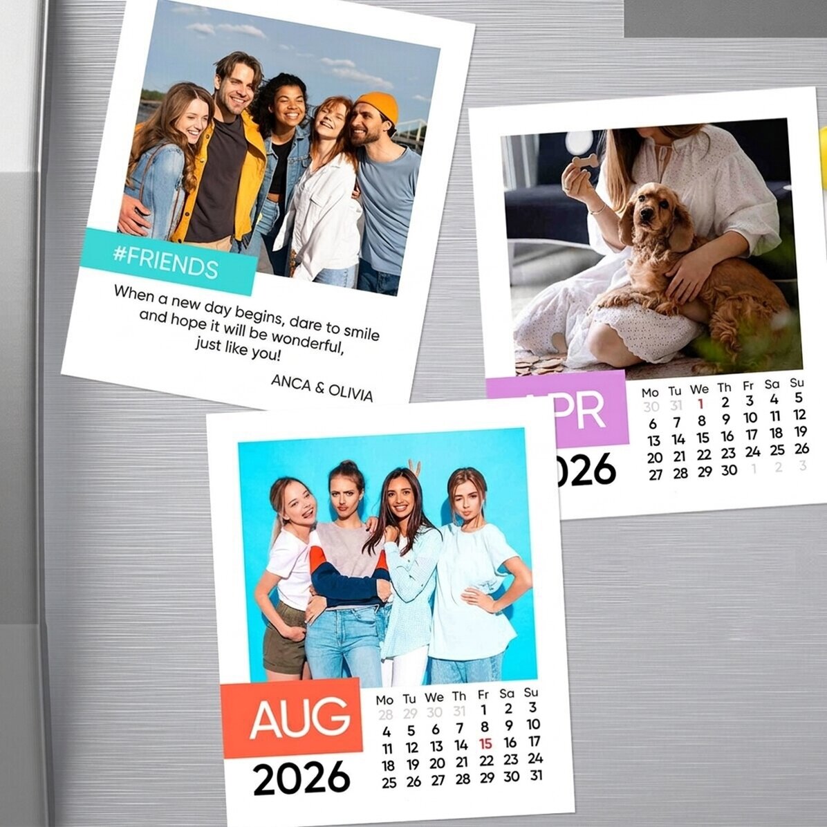 Set of 13 polaroid-shaped magnets, 10x12cm - Calendar