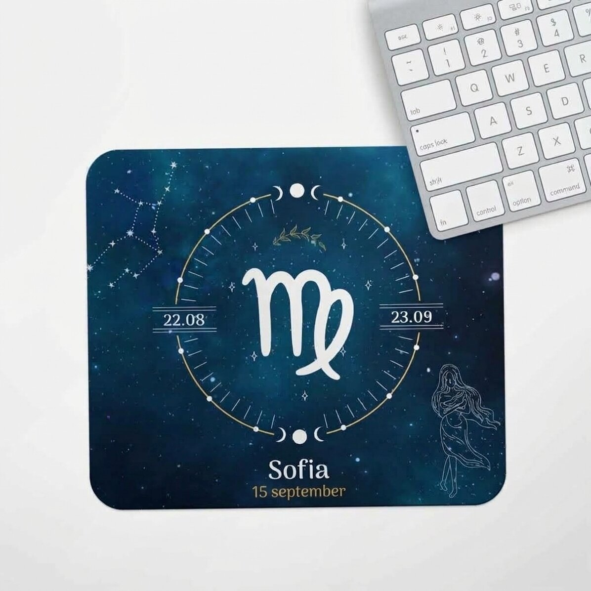 Personalised mouse pad with text - Virgo zodiac sign