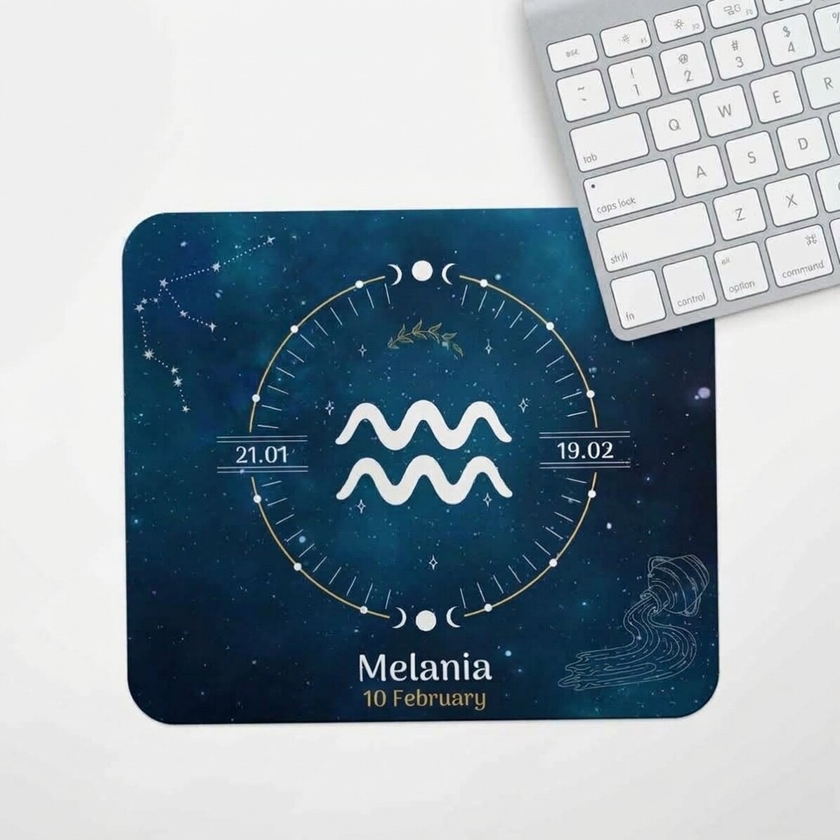 Personalised mouse pad with text - Aquarius zodiac sign