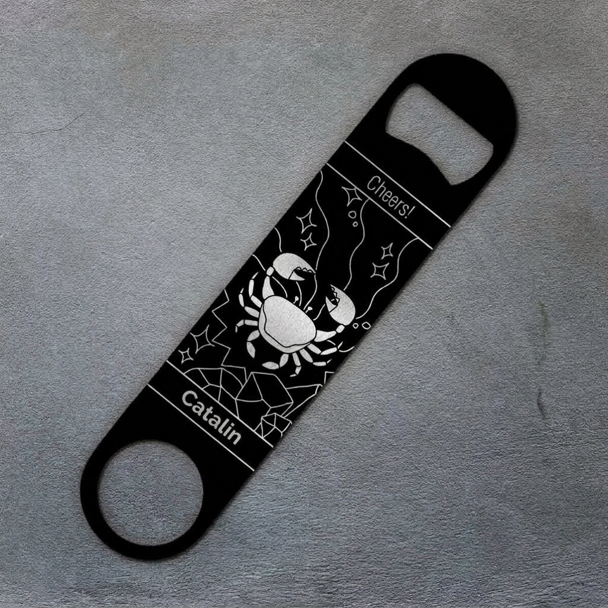 Personalised beer opener with text - Cancer zodiac sign