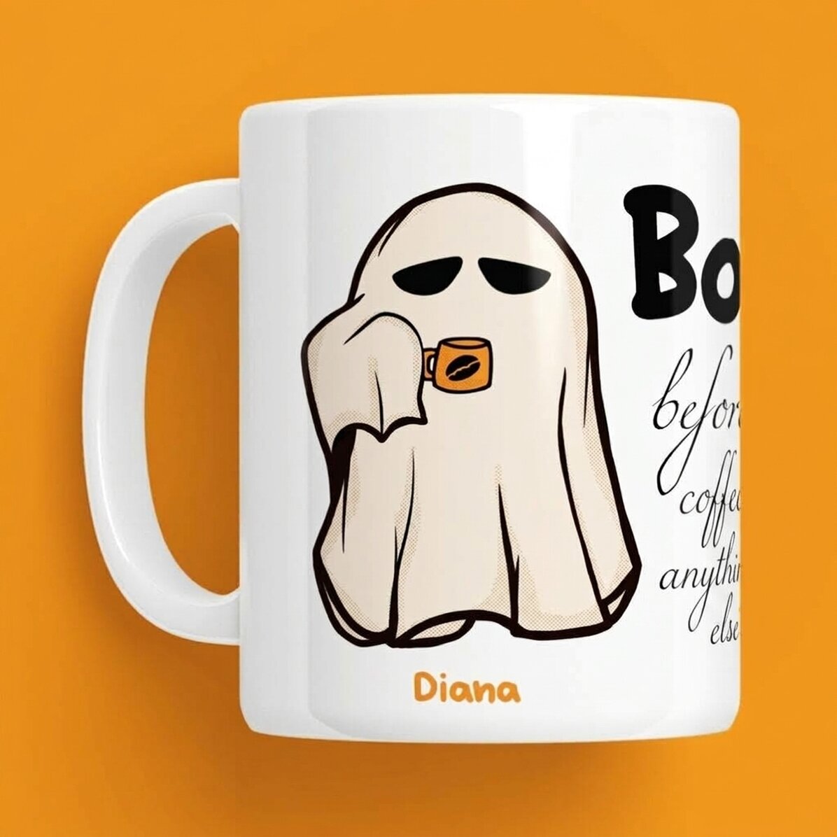 Personalised mug with text for Halloween - Boo