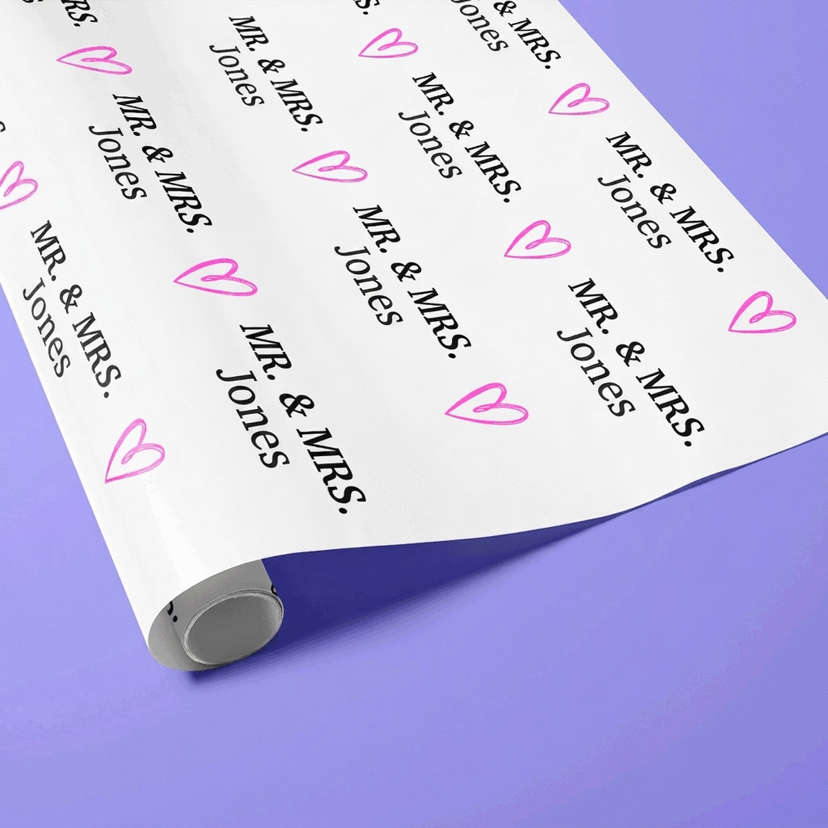 Personalised gift wrapping paper with text - Mr. & Mrs.