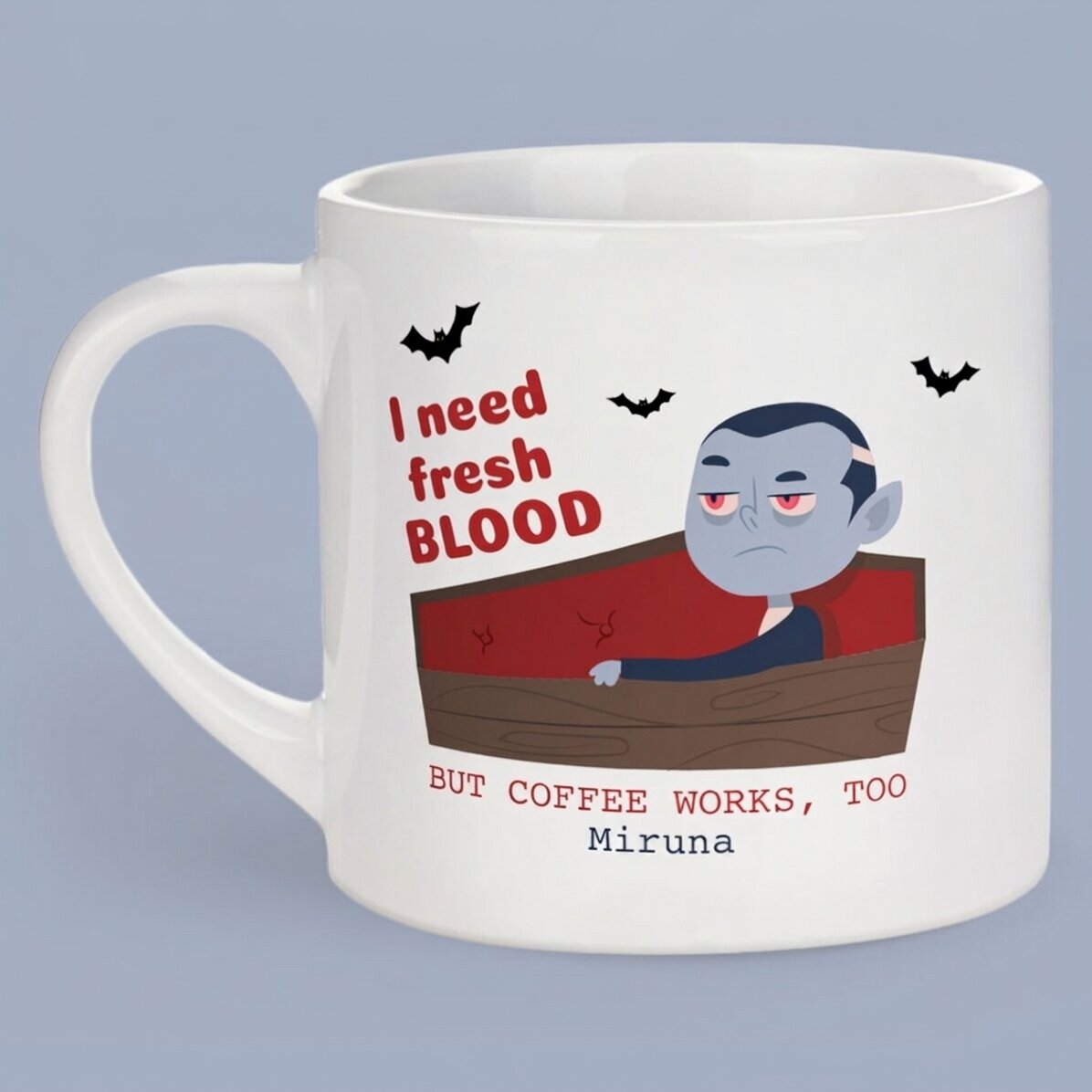 Personalised espresso cup with message - I need fresh blood