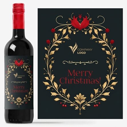 Personalised wine with text and logo - Merry Christmas!