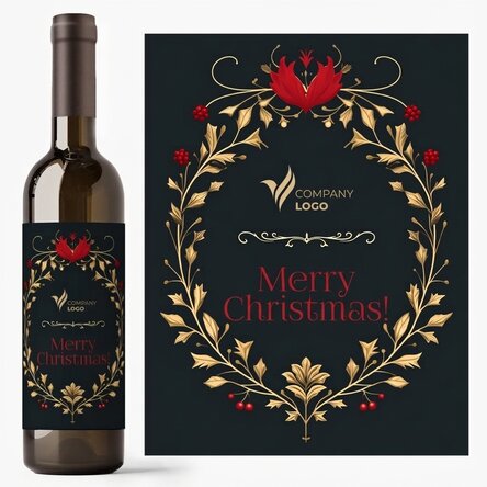Personalised wine with text and logo - Merry Christmas!