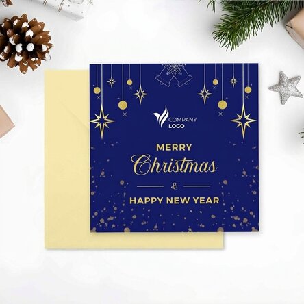 Personalised square card with logo and message - Merry Christmas