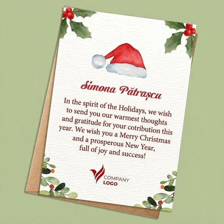 Personalised card with logo and text - Santa