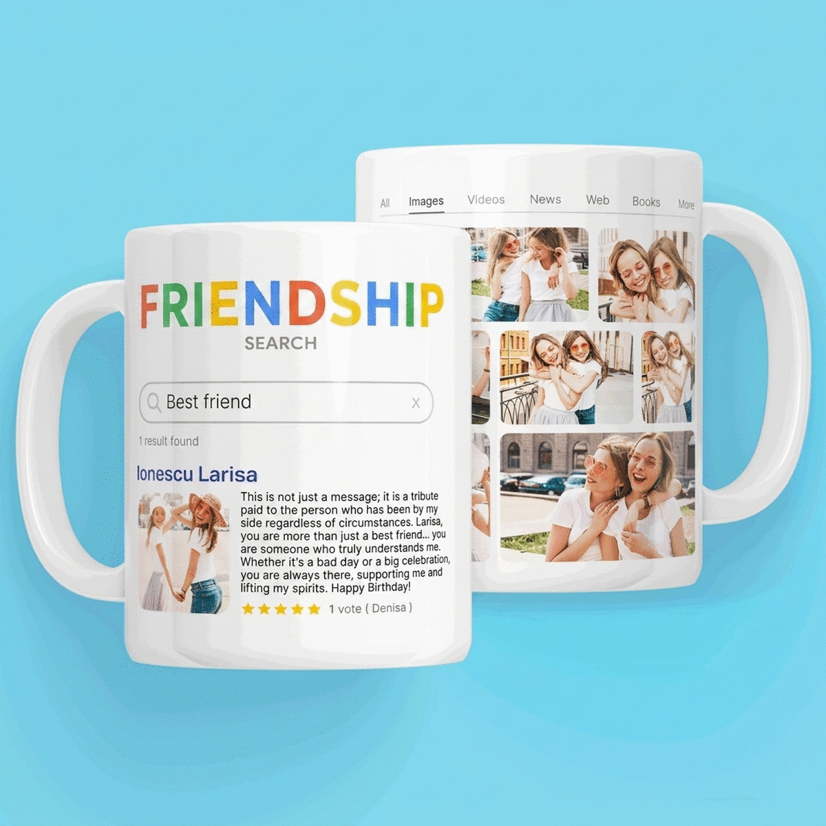 Personalised mug with 9 photos and text - Search