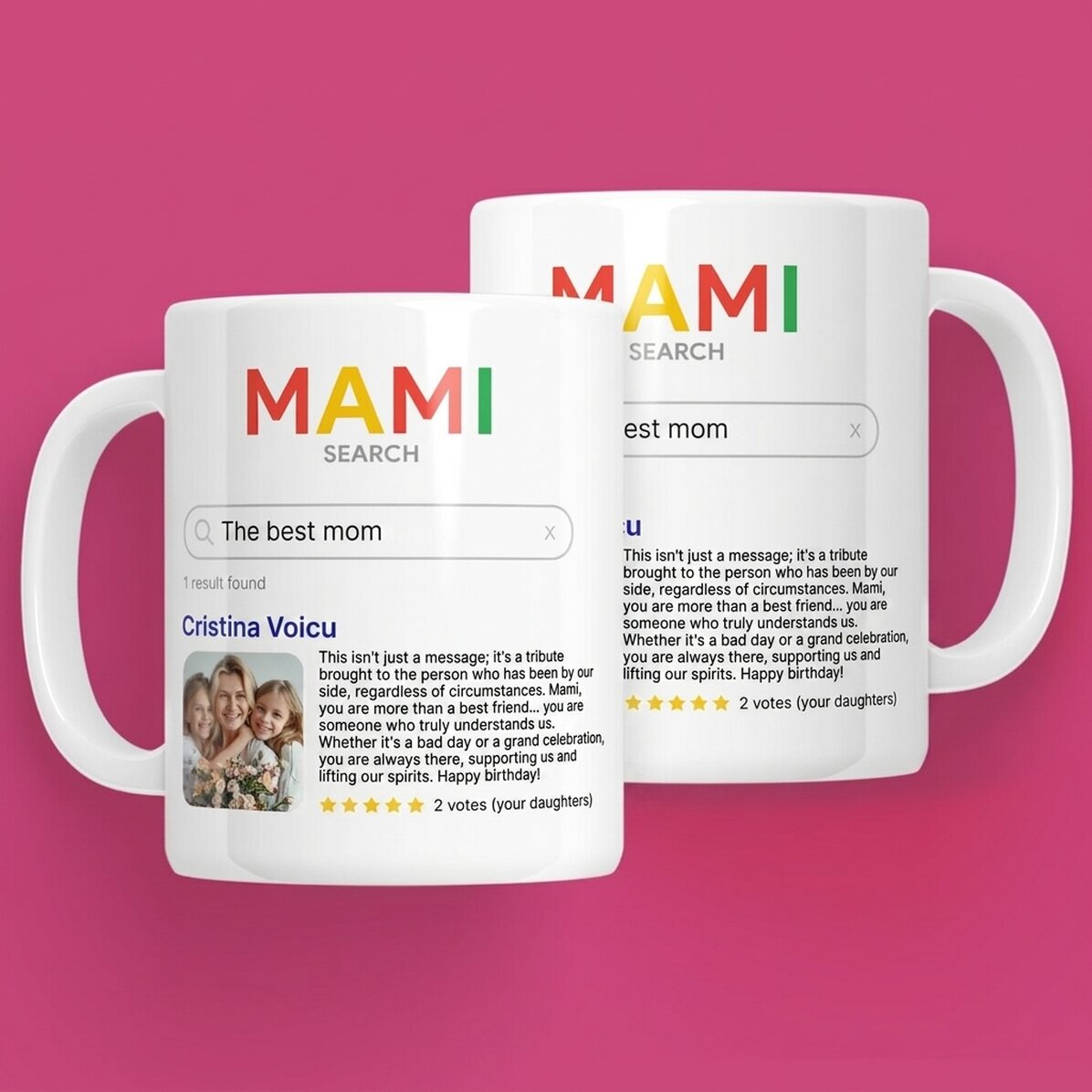 Personalised mug with a photo and text - Search