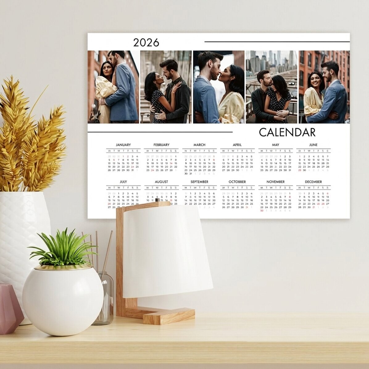 Personalised calendar poster with 5 photos