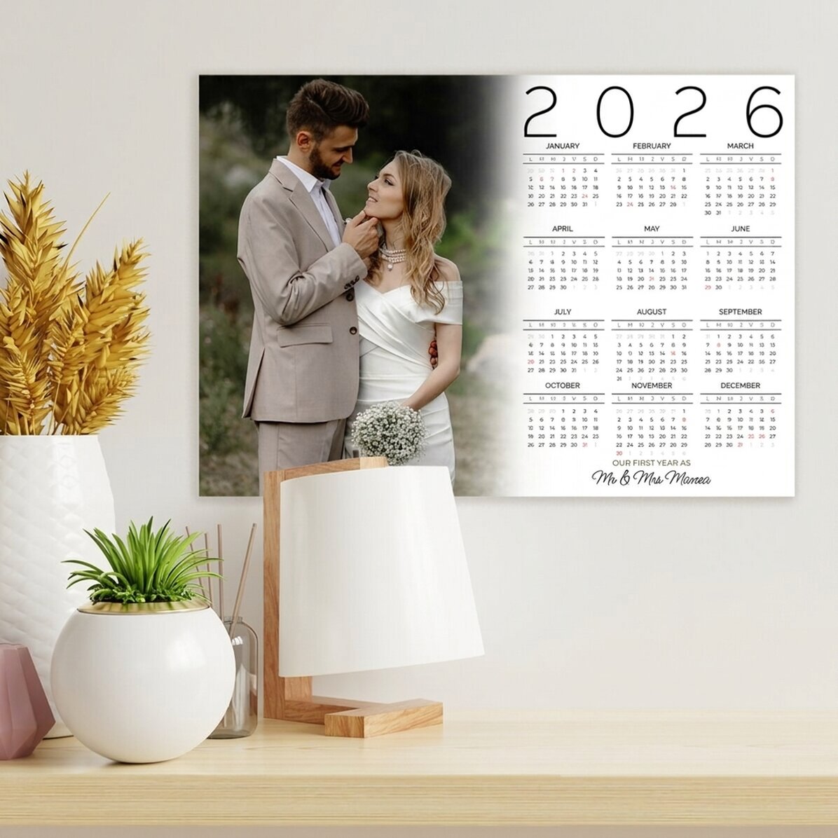 Personalised calendar poster with a photo and message - Our first year