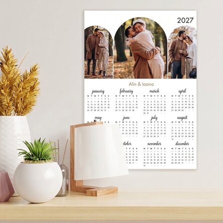 Personalised calendar poster with 3 photos and name