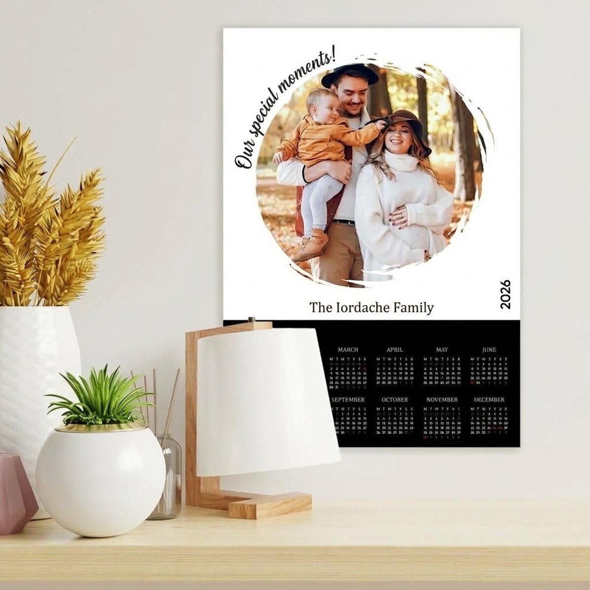 Personalised calendar poster with a photo and message - Our special moments!