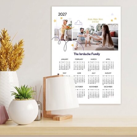 Personalised calendar poster with 2 photos and text - Family