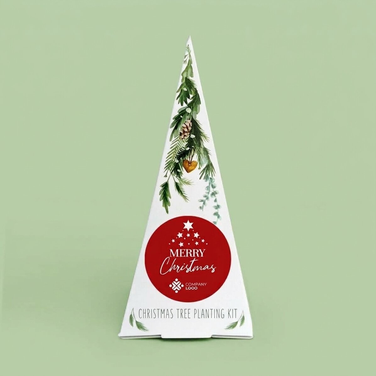 Personalised Christmas tree planting kit with logo and message