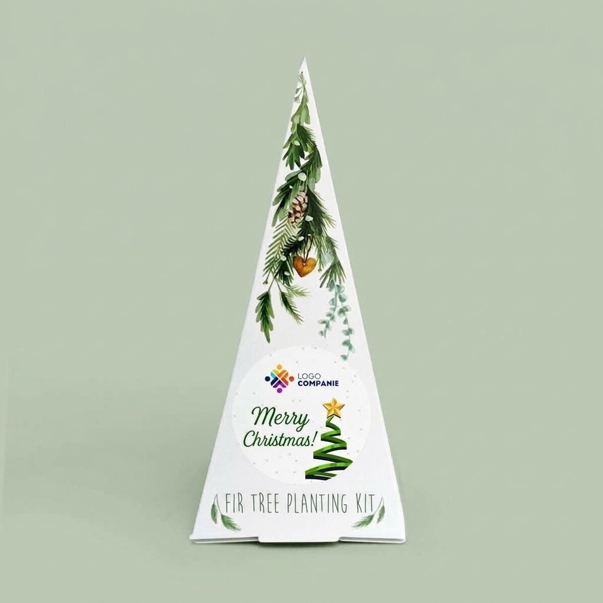 Personalised Christmas tree planting kit with logo and message - Merry Christmas