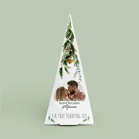 Personalised Christmas tree planting kit with a photo and message - Snowflakes