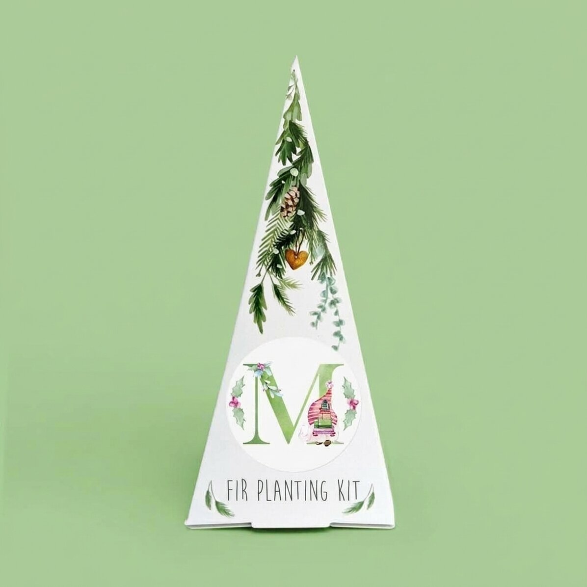 Personalised fir tree planting kit with monogram