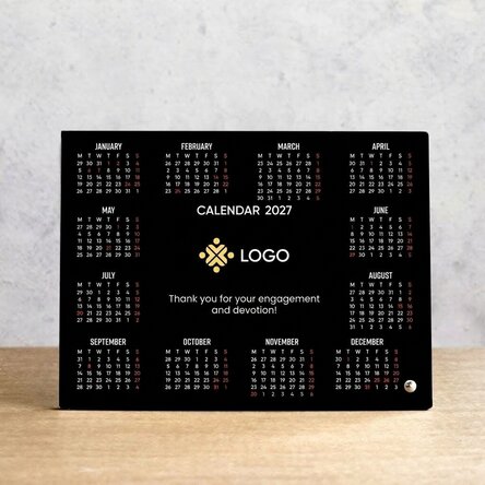 Personalised desk photo frame with logo, text and calendar