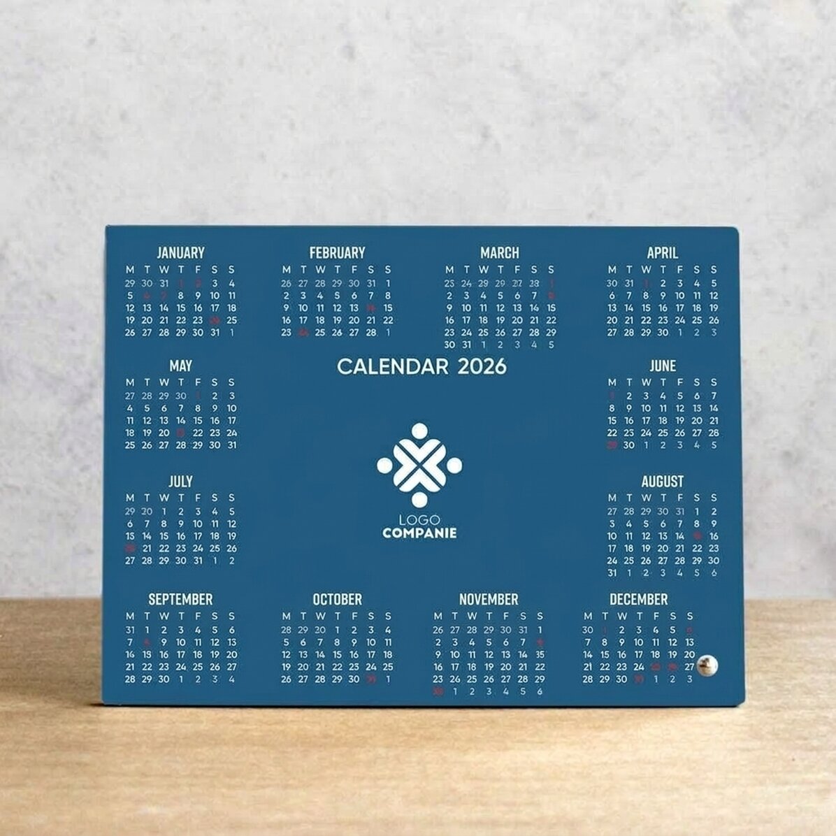 Personalised desk photo frame with logo and calendar